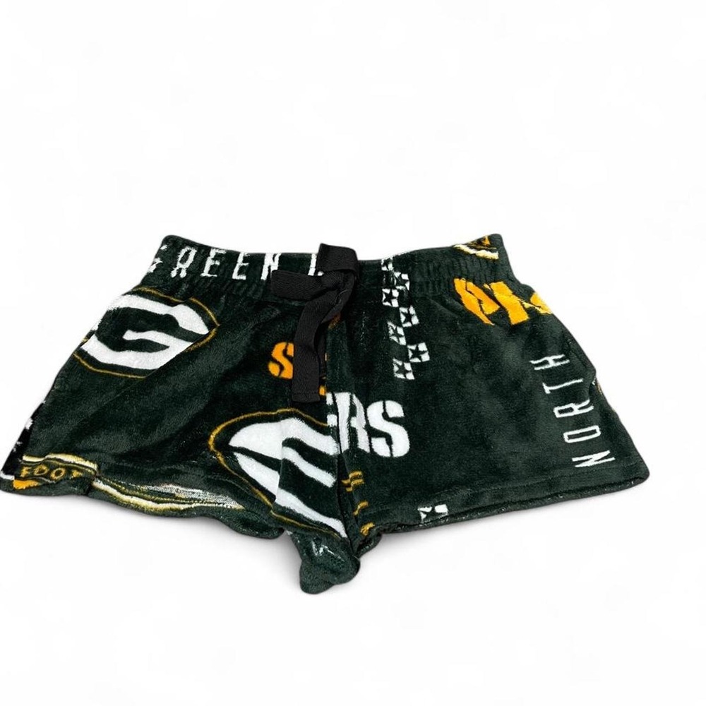NFL Green Bay Packers shorts with white and yellow logo